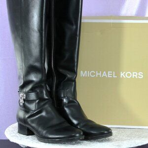 Michael Kors Ryan knee-high riding boots in classic black leather, size 7.5